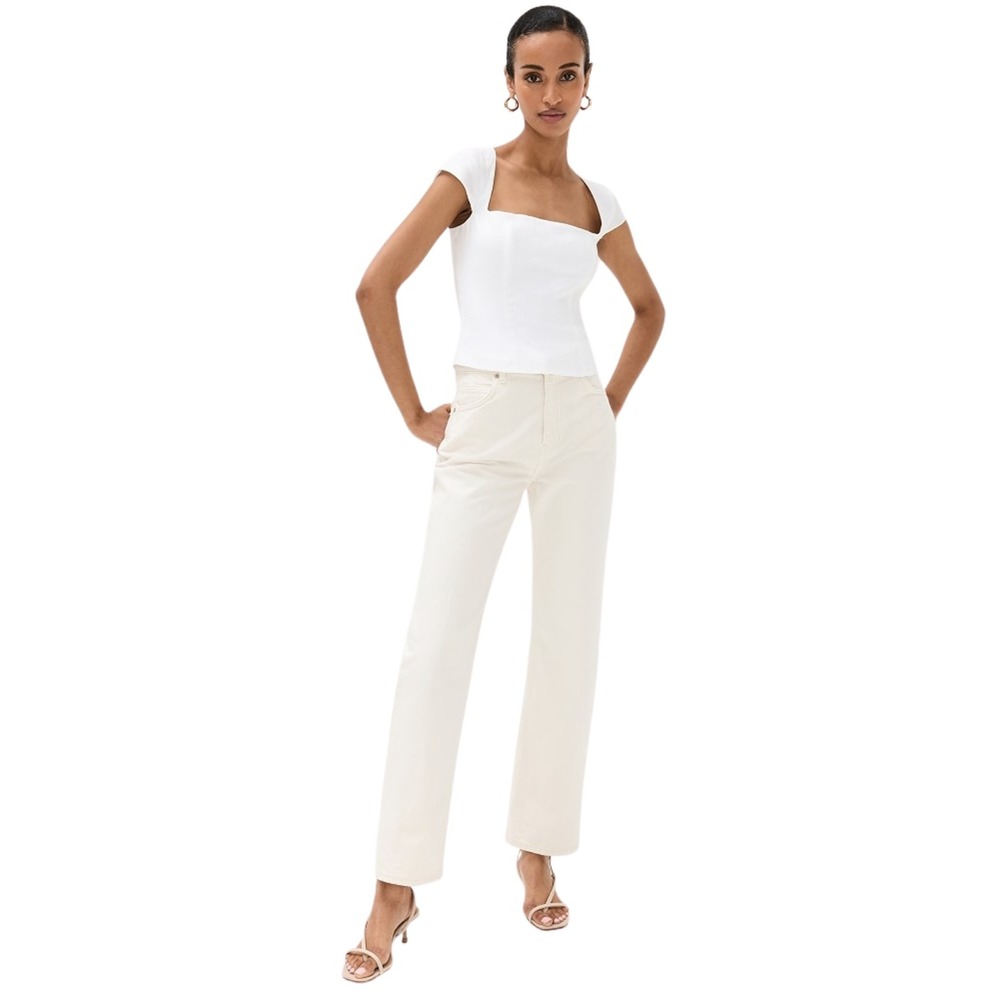 Reformation Jeans Womens Size 29 Cream Abby High Rise Straight Organic Cotton